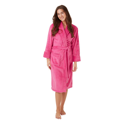 Indigo Sky Womens Shimmer Burnout Fleece Robe - Pink