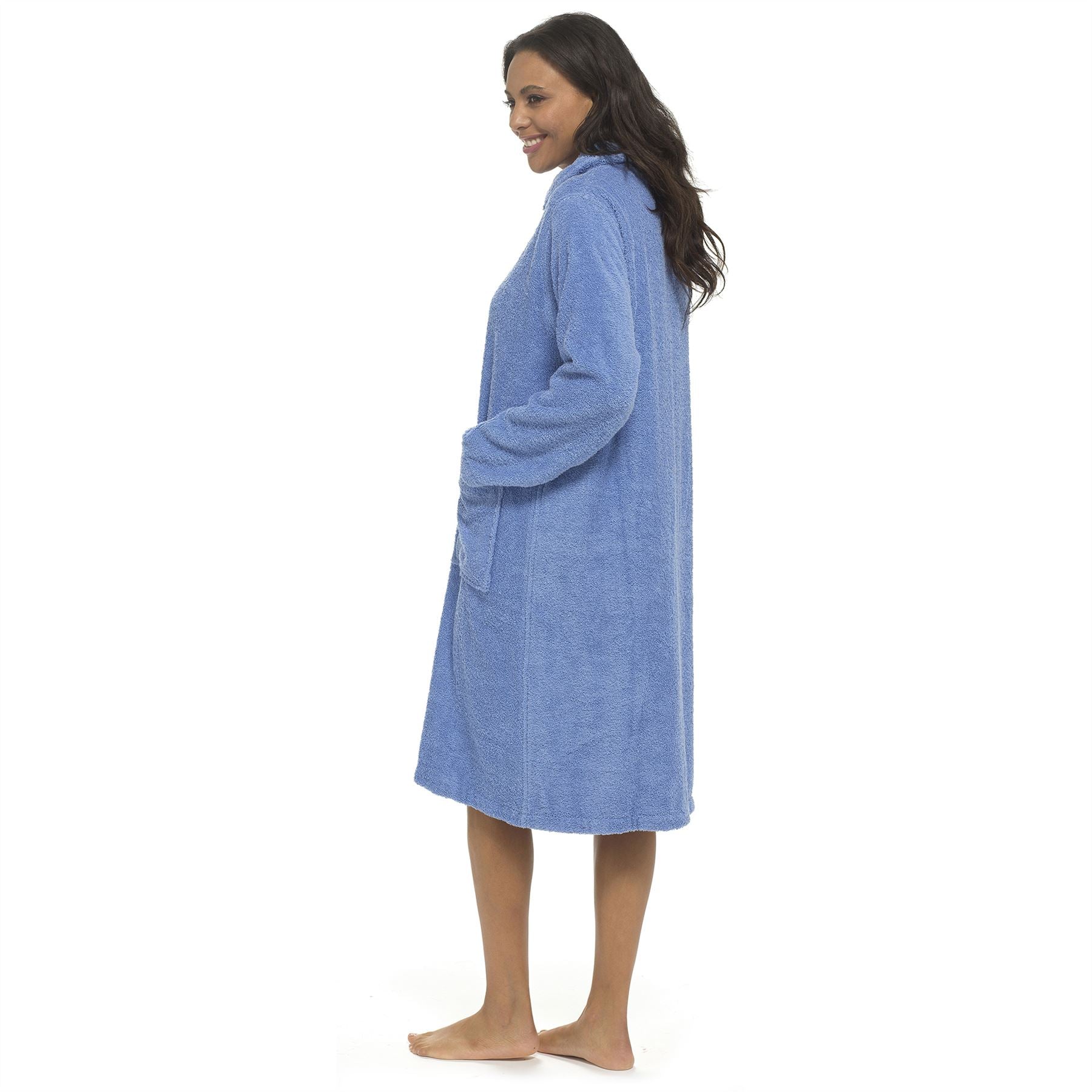 Tom Franks Womens Zip Through Towelling House Coat - Lilac Tom Franks