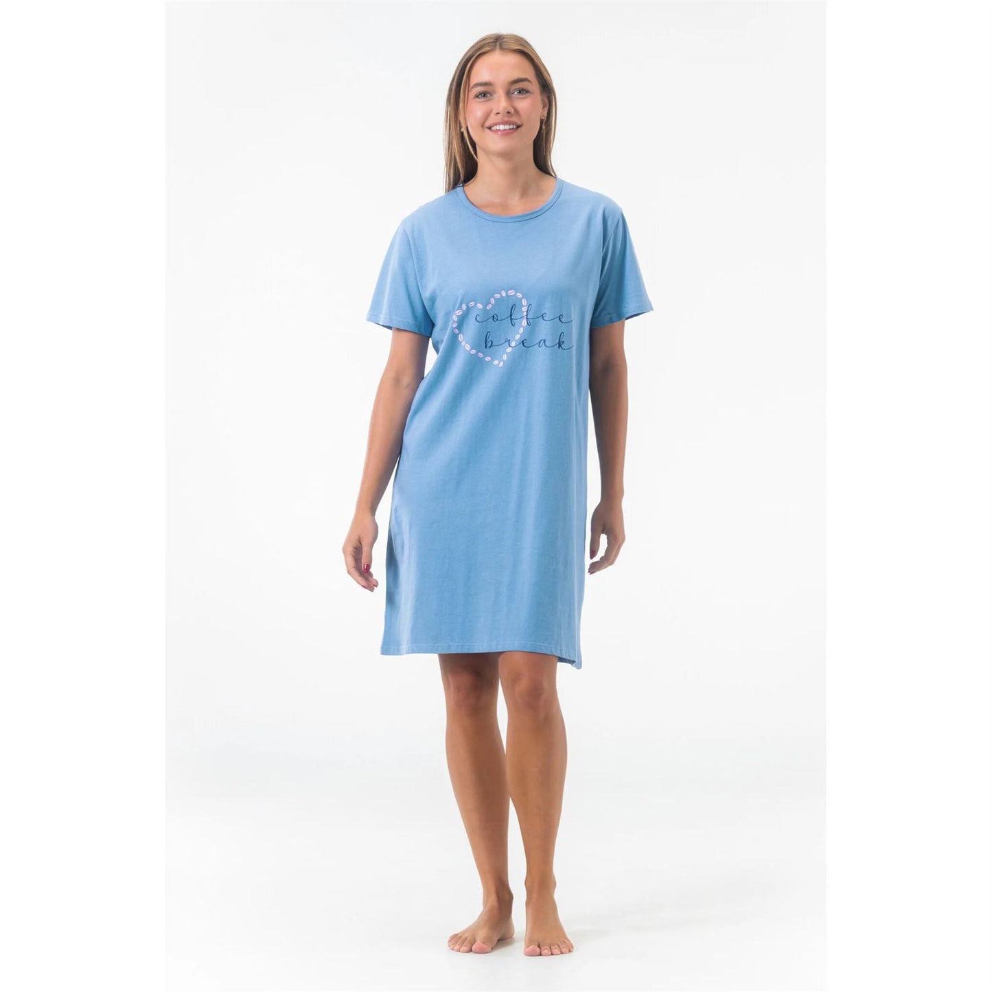 Gaubert Womens 'Coffee Break' Nightdress - Blue Gaubert