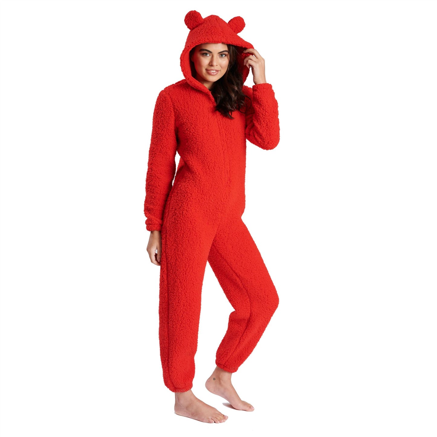 Loungeable Womens Borg Fleece Onesie - Red
