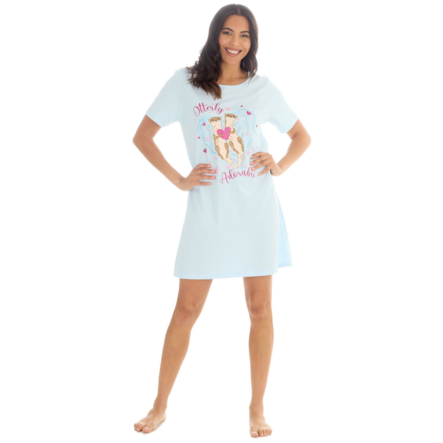 Forever Dreaming 'Otterly Adorable' Womens Nightdress - Ice Blue