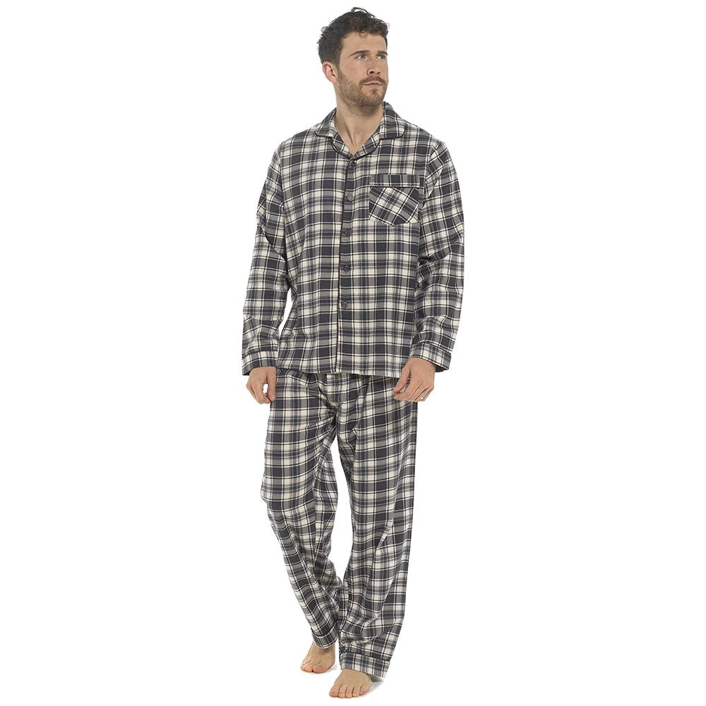 Tom Franks Mens Flannel Pyjamas Grey Check