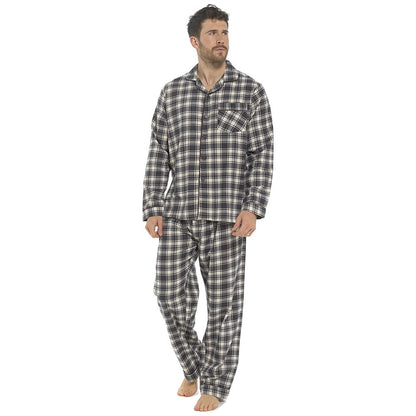 Tom Franks Mens Flannel Pyjamas Grey Check