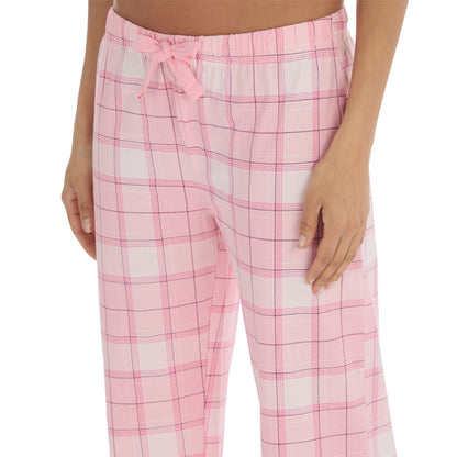 Forever Dreaming Womens T Shirt and Check Pants Pyjamas - Pink Forever Dreaming