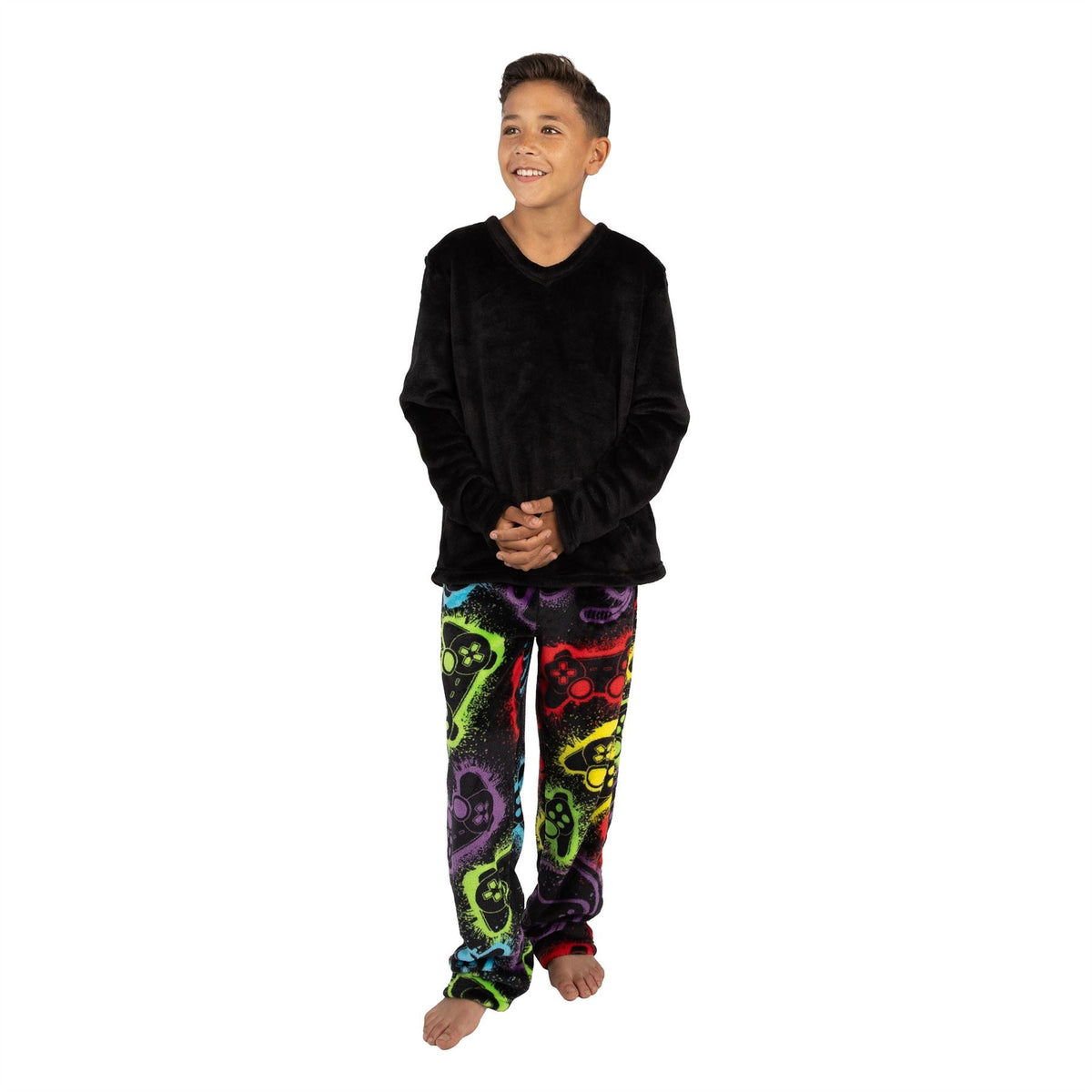 Cargo Bay Boys Gamer Fleece Pyjamas - Black Cargo Bay