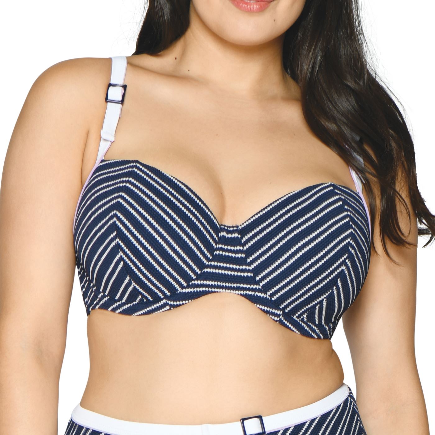 Curvy Kate Sailor Girl Balcony Bikini Top - Navy Stripe