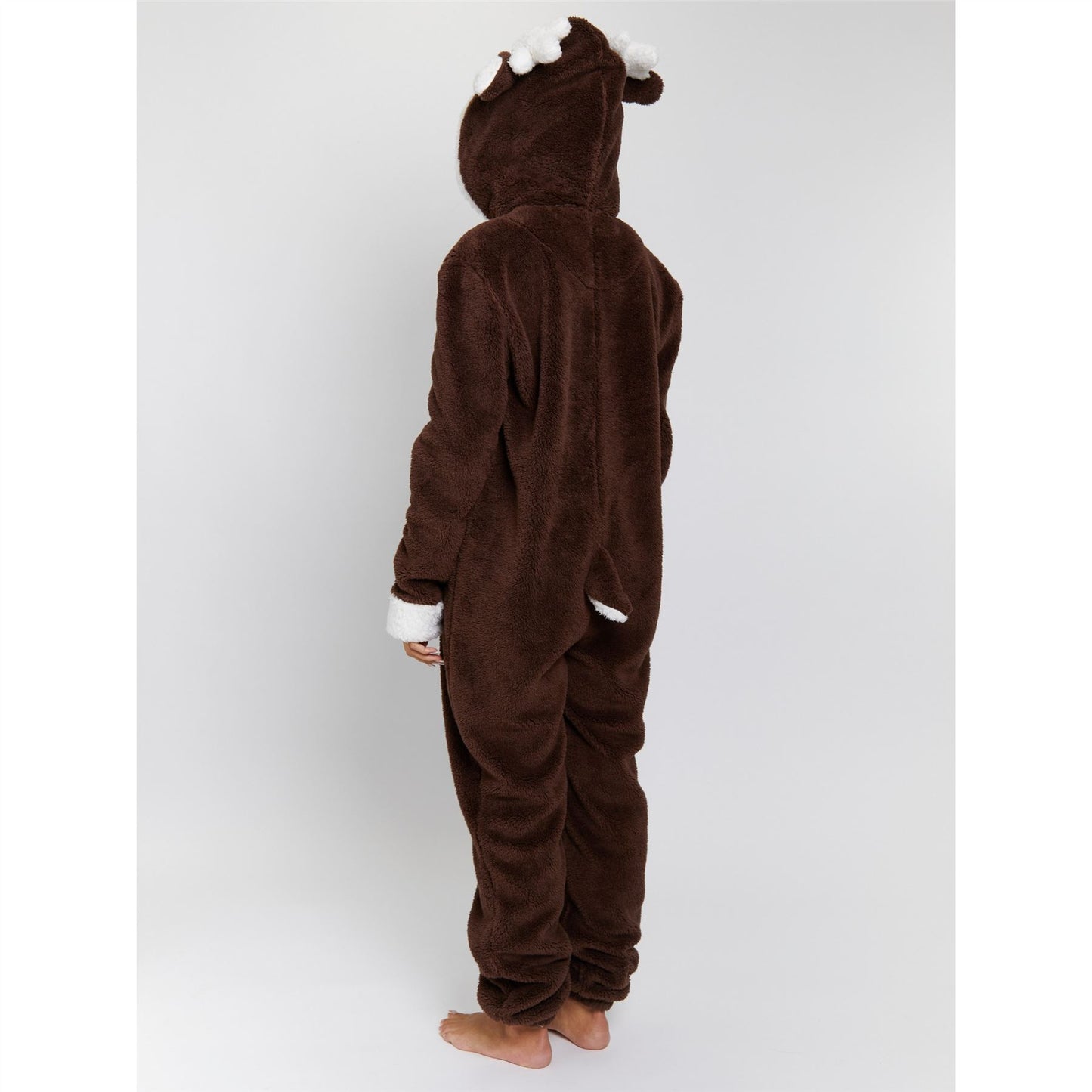 Loungeable Womens Reindeer Fleece Onesie - Brown/White