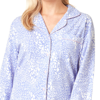 Indigo Sky Womens Animal Print Brushed Cotton Pyjama Set - Blue