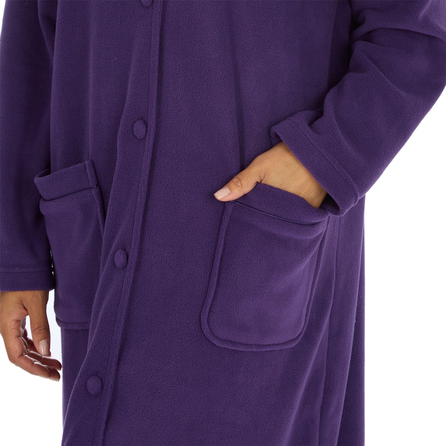 Countess Christie Longer Length Button Housecoat - Purple