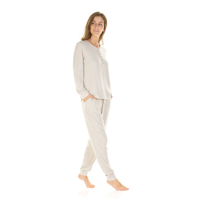 La Marquise Womens Lush Lounge Long Sleeve Pyjamas - Beige