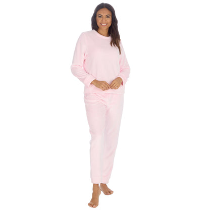 Forever Dreaming Womens Plush Fleece Pyjama Set - Baby Pink