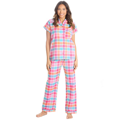 Forever Dreaming Womens Yarn Dyed Woven Check Pyjamas - Mint