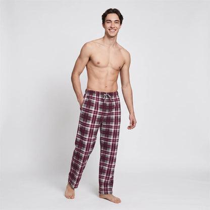 Gaubert Mens Check Fleece Lounge Pants (2 Pack) - Red/Blue Gaubert