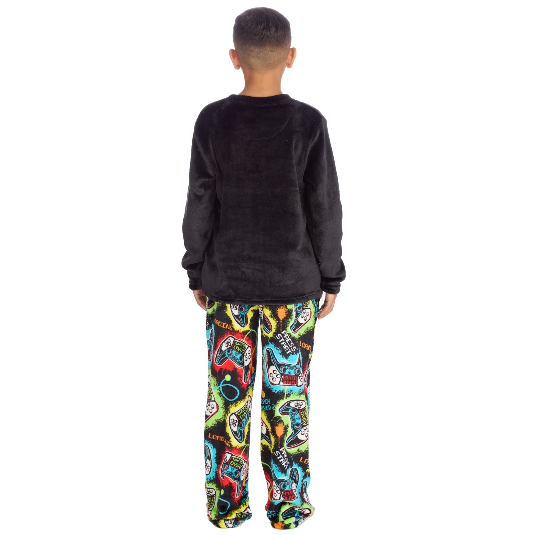 Cargo Bay Kids Fleece Pyjamas - Black/Gamer Cargo Bay