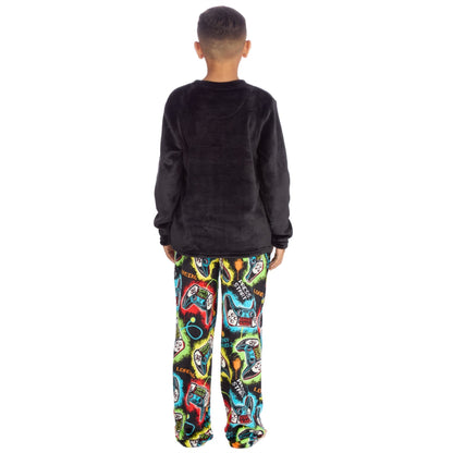 Cargo Bay Kids Fleece Pyjamas - Black/Gamer Cargo Bay