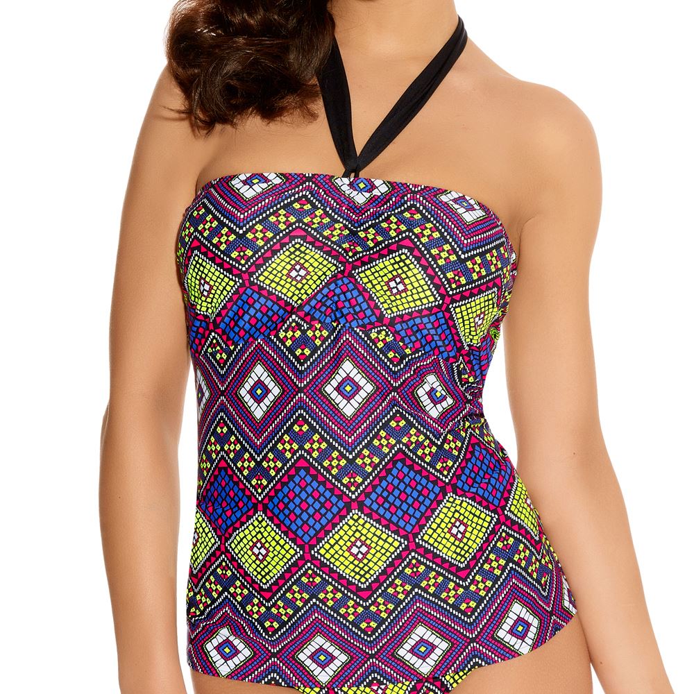 Freya Byzantine Bandeau Tankini Top - Neon