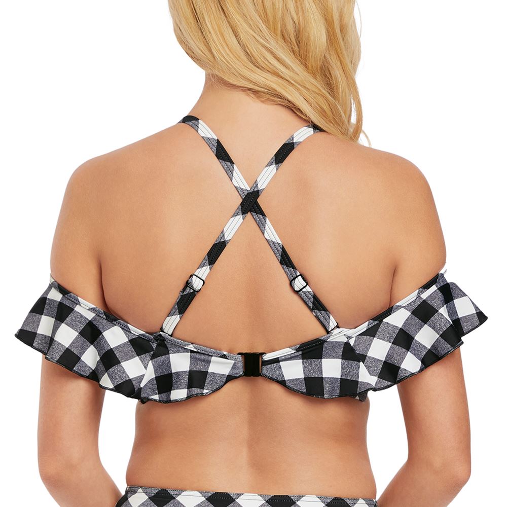 Freya Totally Check Bardot Multiway Bikini Top - Monochrome