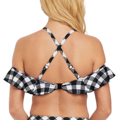 Freya Totally Check Bardot Multiway Bikini Top - Monochrome