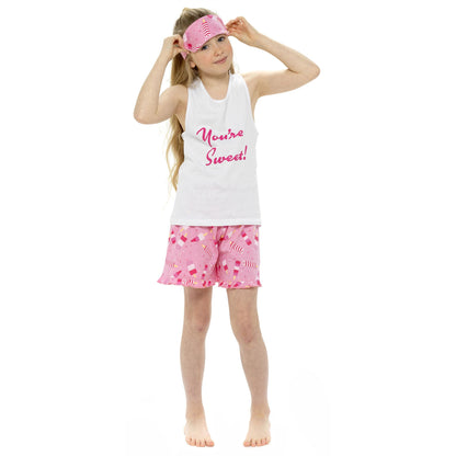 Follow That Dream Girls 'You're Sweet' Vest and Shorts - White/Pink