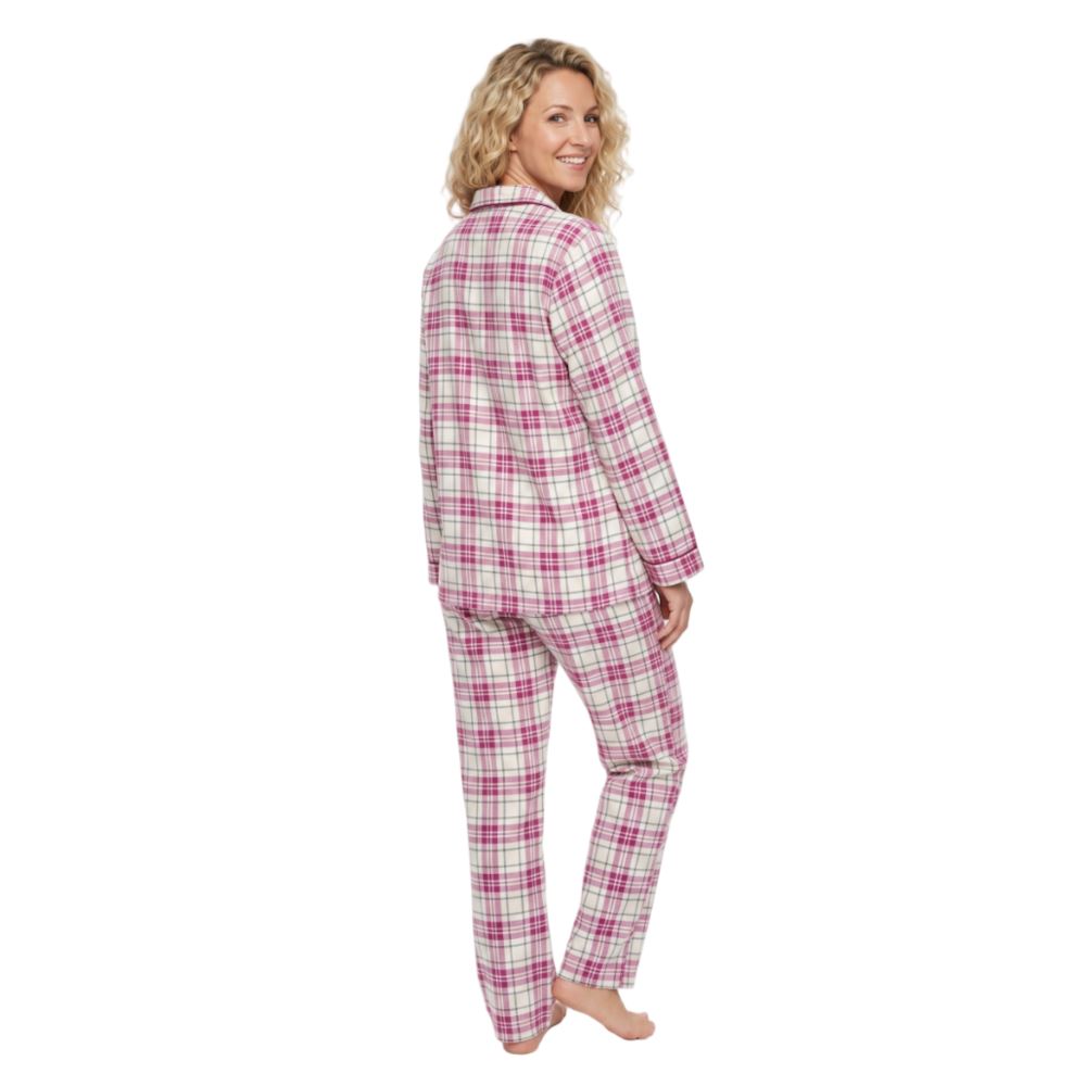 Indigo Sky Womens Check Winceyette Pyjamas - Burgundy Indigo Sky