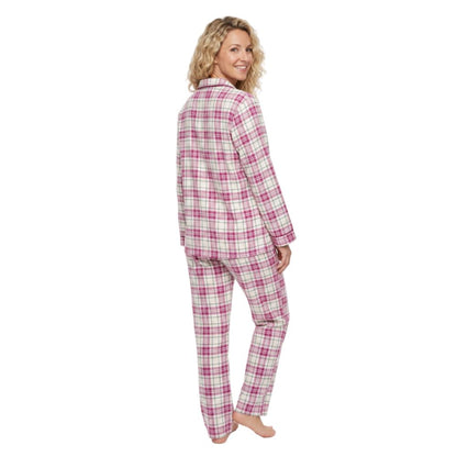 Indigo Sky Womens Check Winceyette Pyjamas - Burgundy Indigo Sky