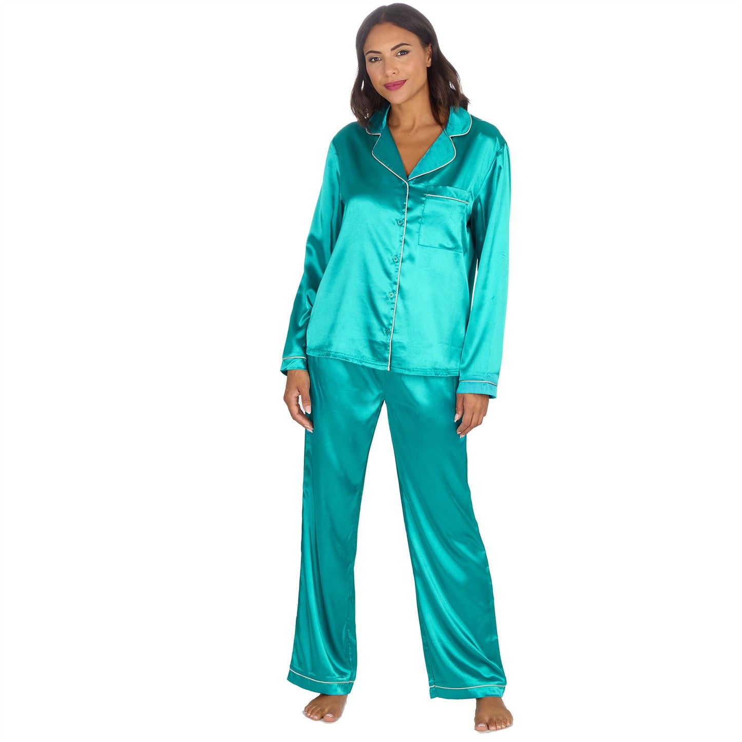 Slumber Party Womens Satin Pyjamas - Teal