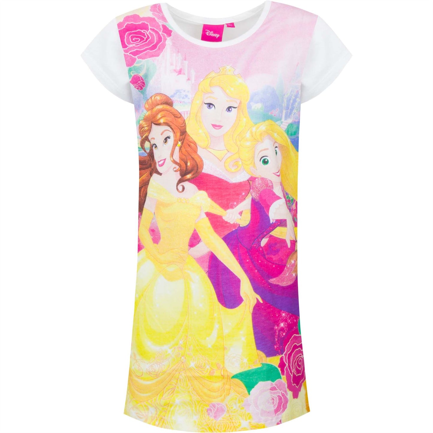 Girls Disney Princess Glitter Nightdress - White