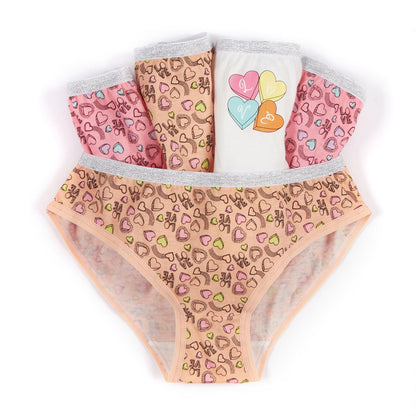 4Kidz Girls Briefs (5 Pack) - Hearts (2-6 Years)