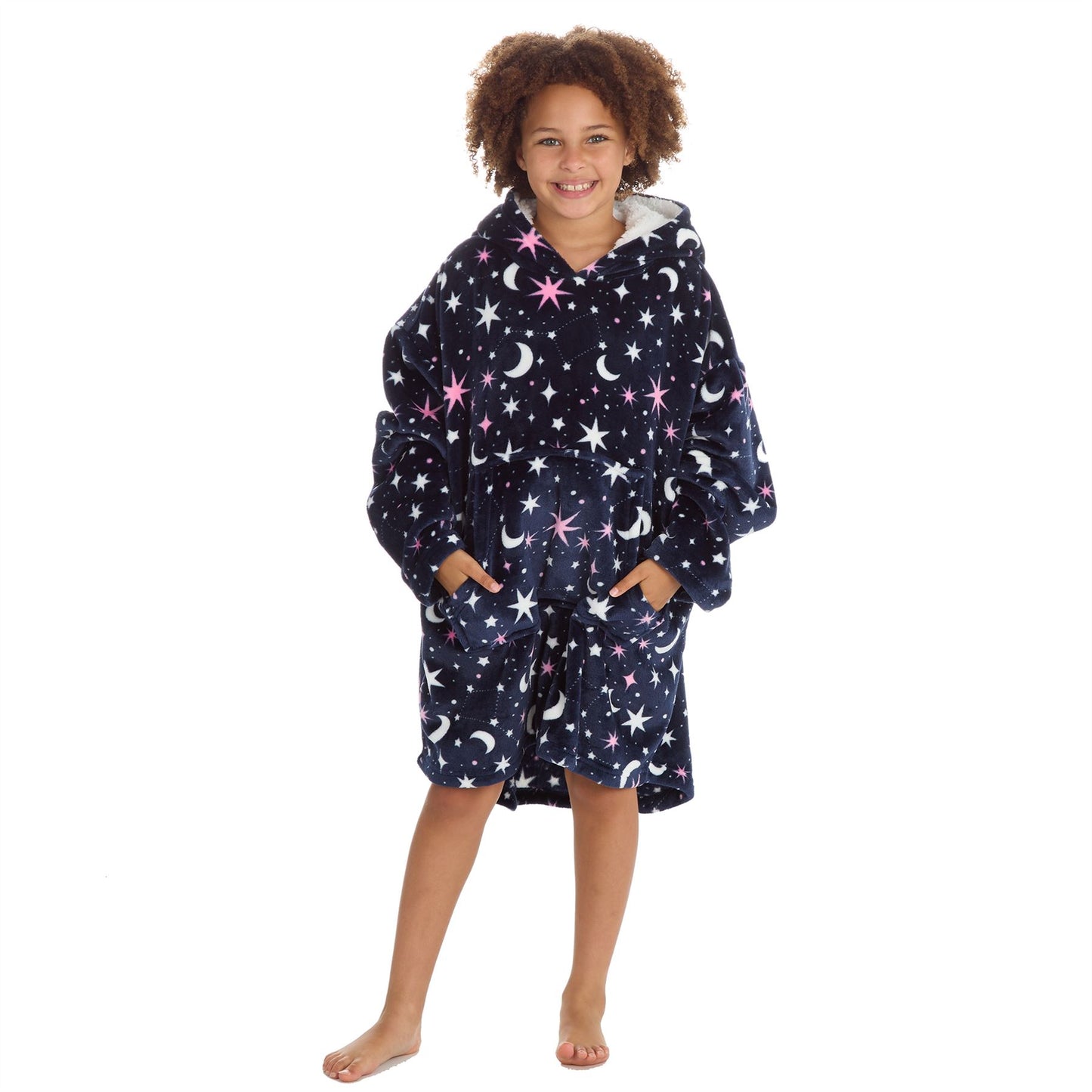 Huggable Hoodie Kids Fleece Oversized Hoodie - Moon and Stars