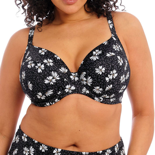 Elomi Plain Sailing Plunge Bikini Top - Black Daisy