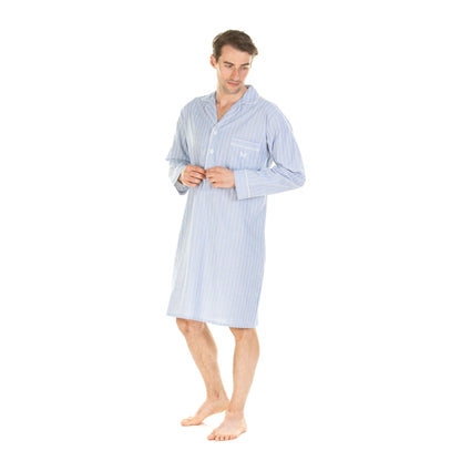 Haigman Mens Cotton Nightshirt - Light Stripe Haigman