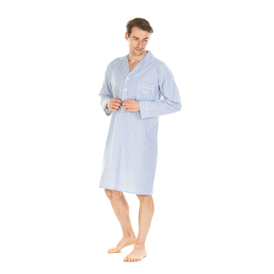 Haigman Mens Cotton Nightshirt - Light Stripe Haigman