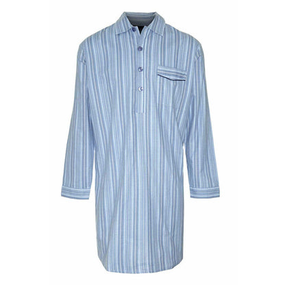 Champion Mens Brushed Cotton Nightshirt - Light Blue Stripe