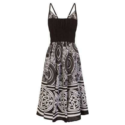 Pistachio Floral/Pattern Crossover Dress - Black