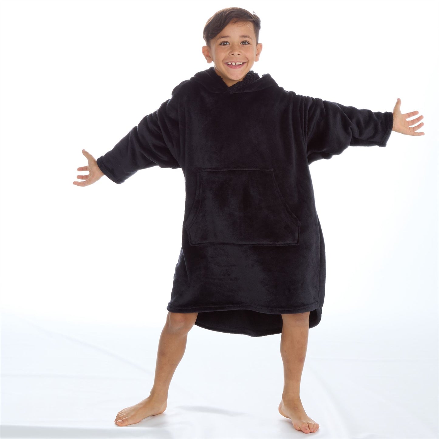 Embargo Kids Plush Fleece Oversized Hoodie - Black