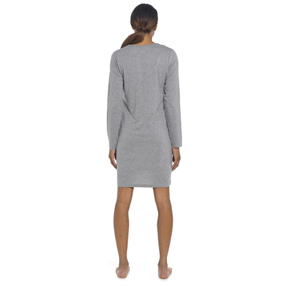 Follow That Dream Womens Lip Print Long Sleeve Nightie - Grey