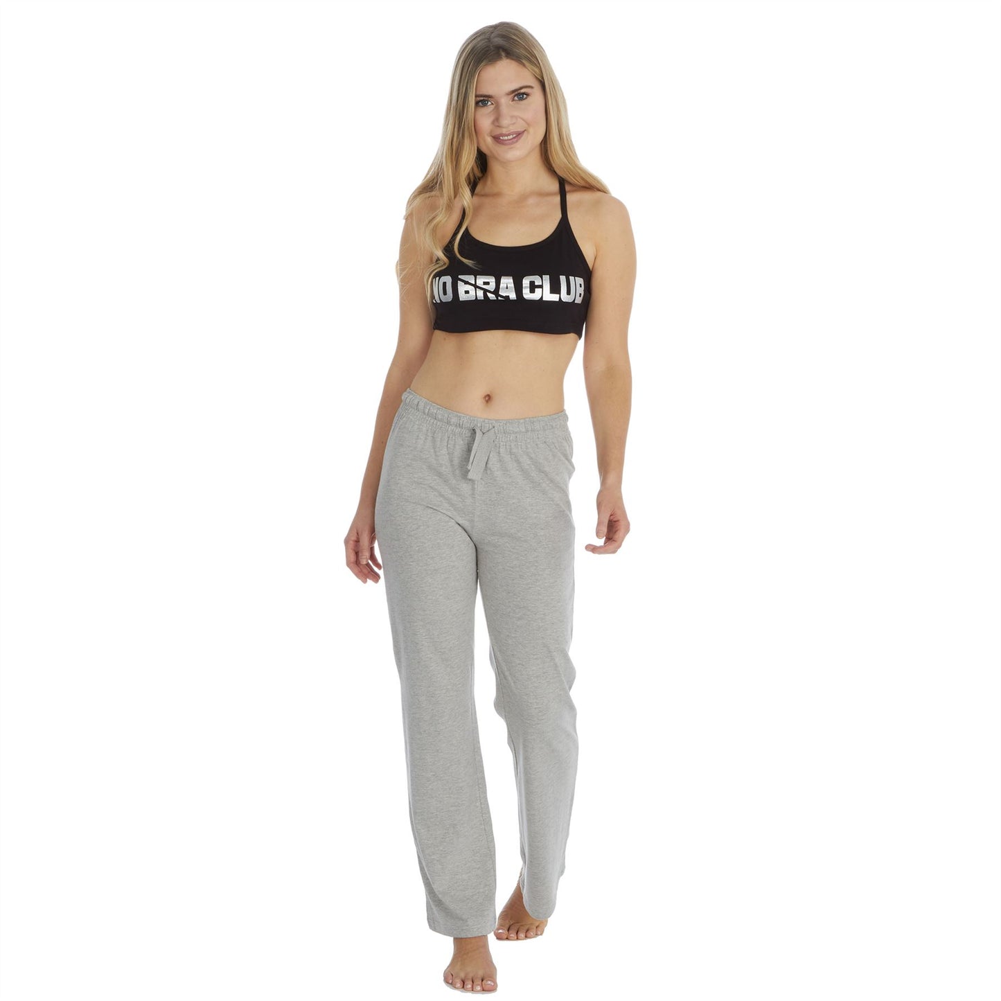 Forever Dreaming Womens 'No Bra Club' Bralette/Lounge Pant - Black/Grey
