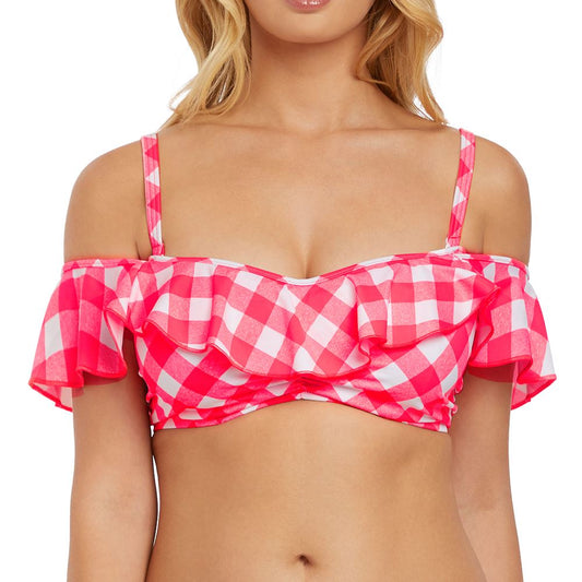 Freya Totally Check Bardot Multiway Bikini Top - Tropical Punch