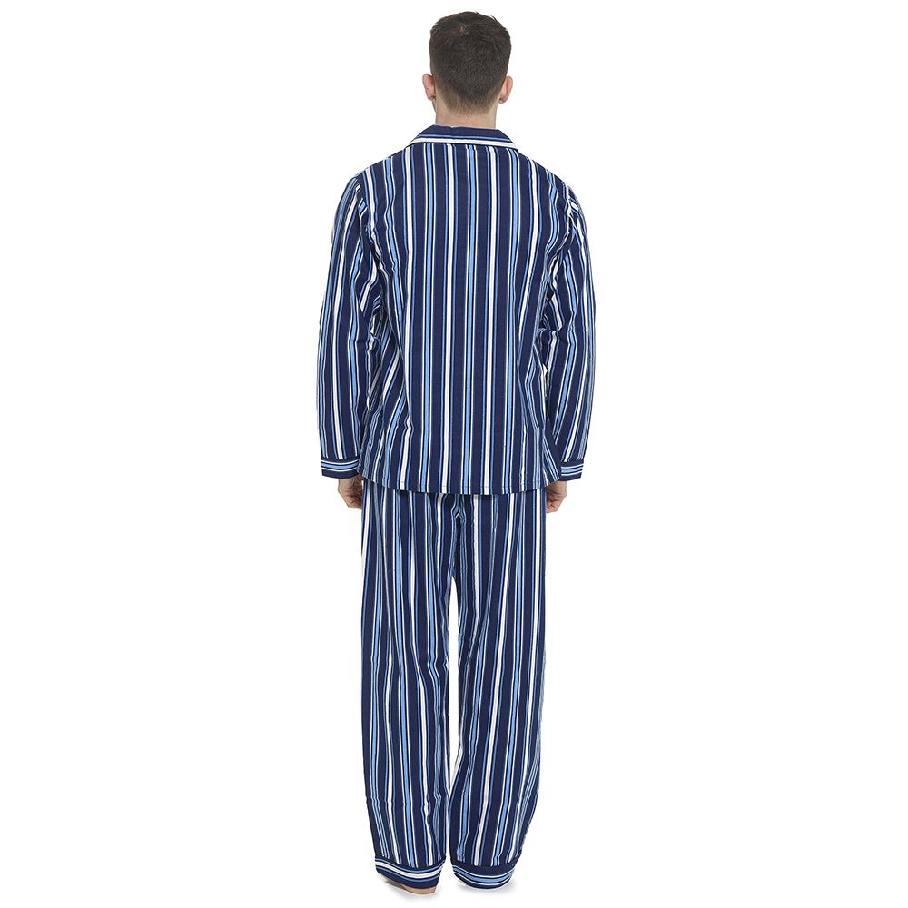 Tom Franks Mens Flannel Stripe Pyjamas - Navy Tom Franks