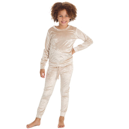 Forever Dreaming Girls Crushed Velvet Pyjamas - Gold