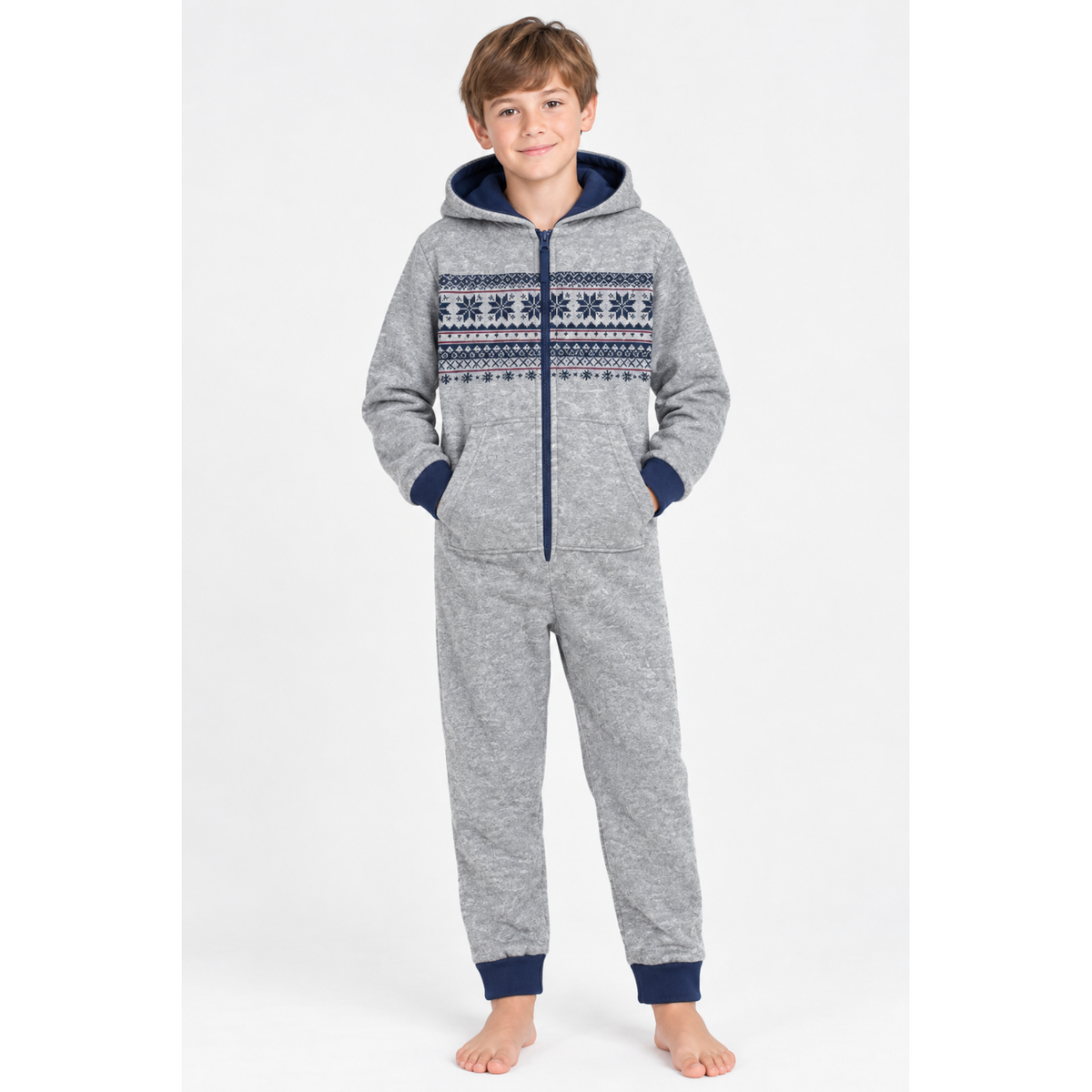 Onezee Kids Fairisle Fleece Onesie - Grey Onezee