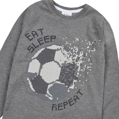 Minikidz Kids Football 'Eat Sleep Repeat' Pyjamas - Charcoal