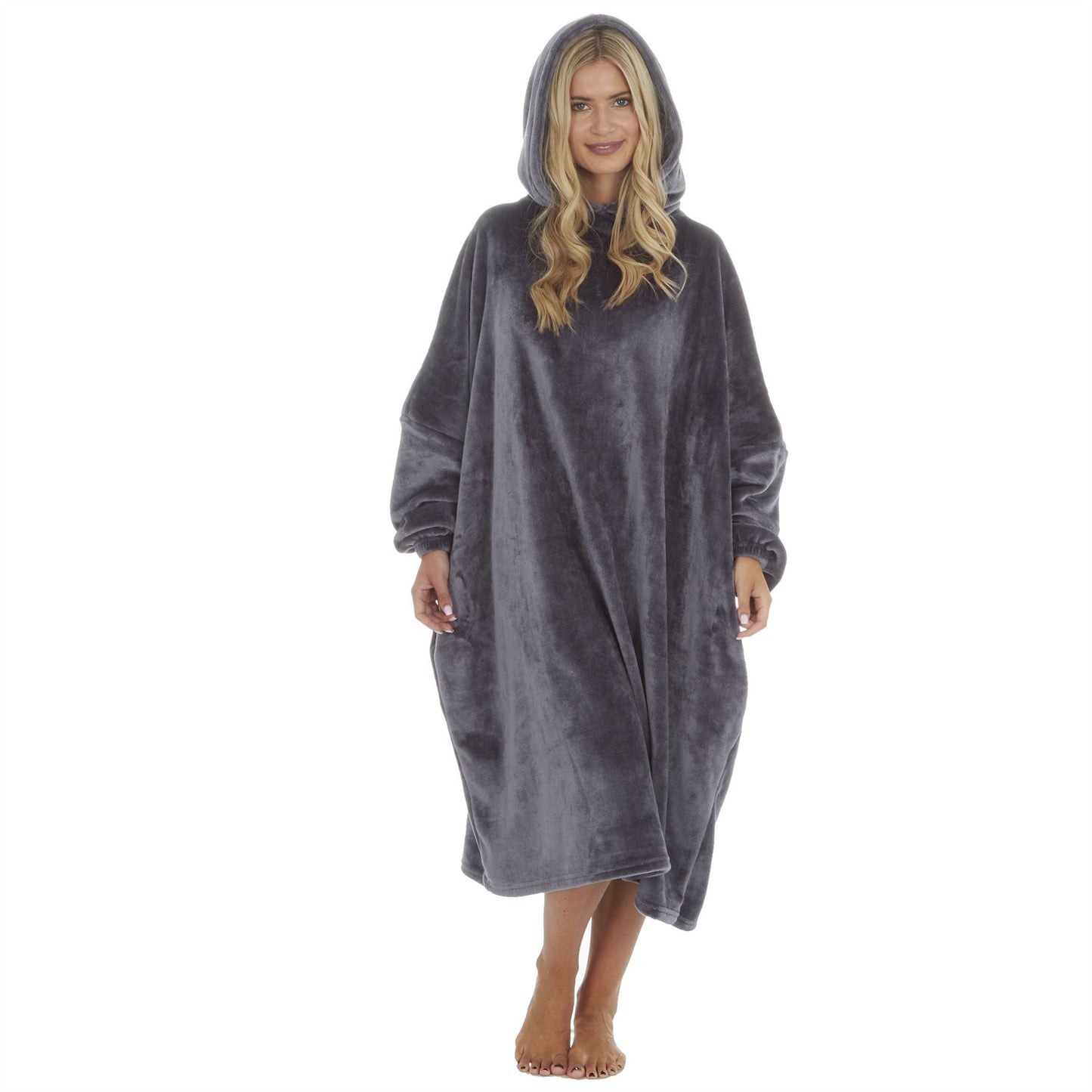 Forever Dreaming Womens Luxury Shimmer Fleece Hoodie - Charcoal