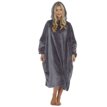 Forever Dreaming Womens Luxury Shimmer Fleece Hoodie - Charcoal