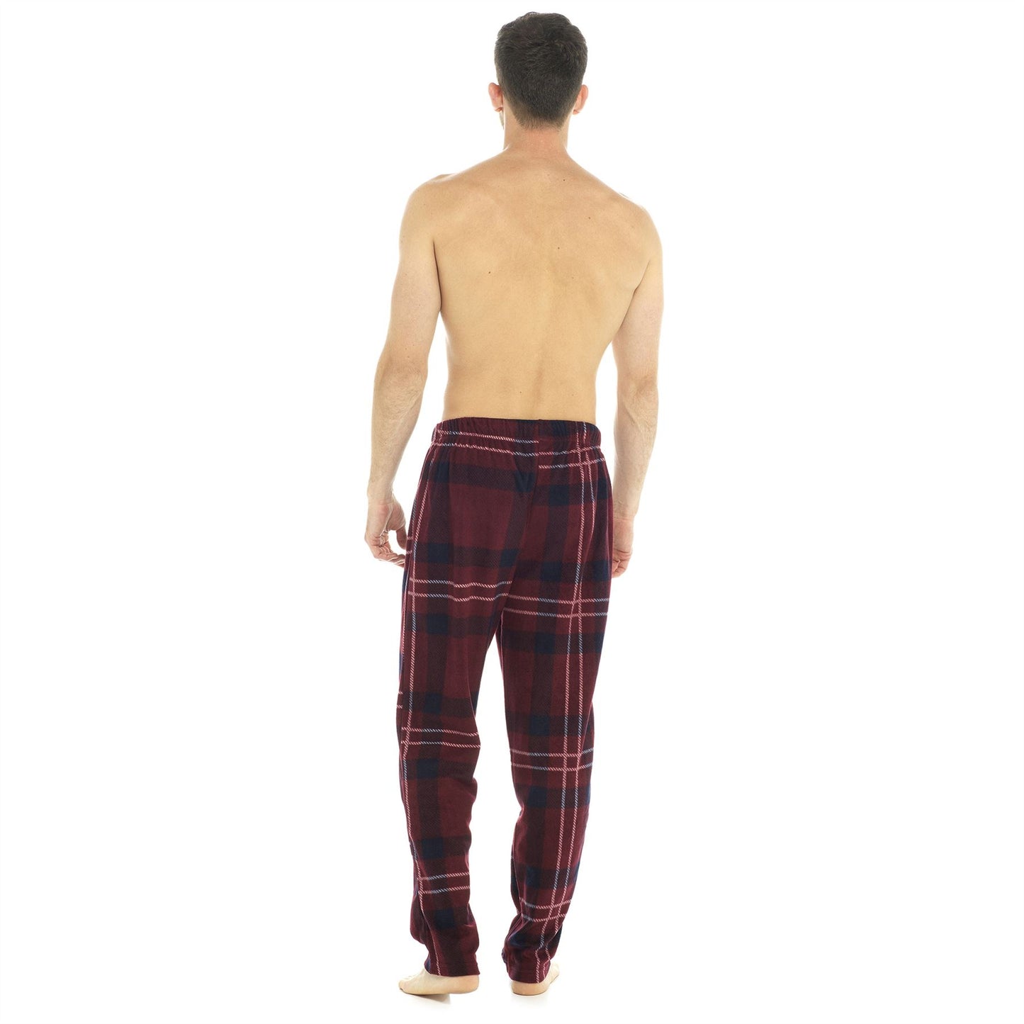 Foxbury Mens Check Fleece Lounge Pants - Red