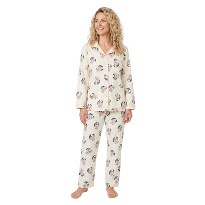 Indigo Sky Womens Racoon Winceyette Pyjamas - Ivory Indigo Sky