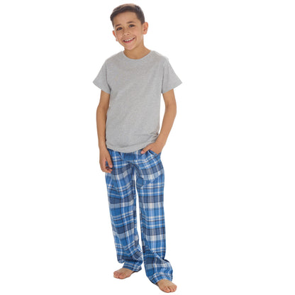 Cargo Bay Kids Top and Woven Check Bottoms - Grey Marl/Denim