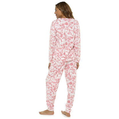 Foxbury Womens Tie Dye Fleece Pyjamas - Pink