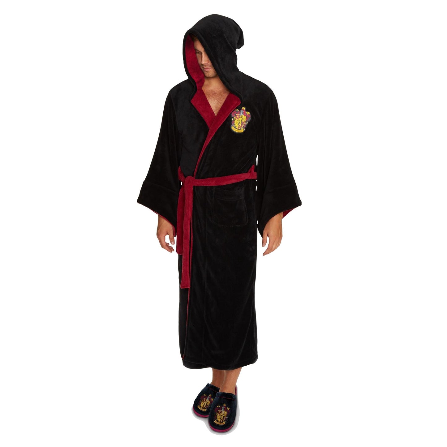 Harry Potter Mens Gryffindor Fleece Robe - Black Harry Potter