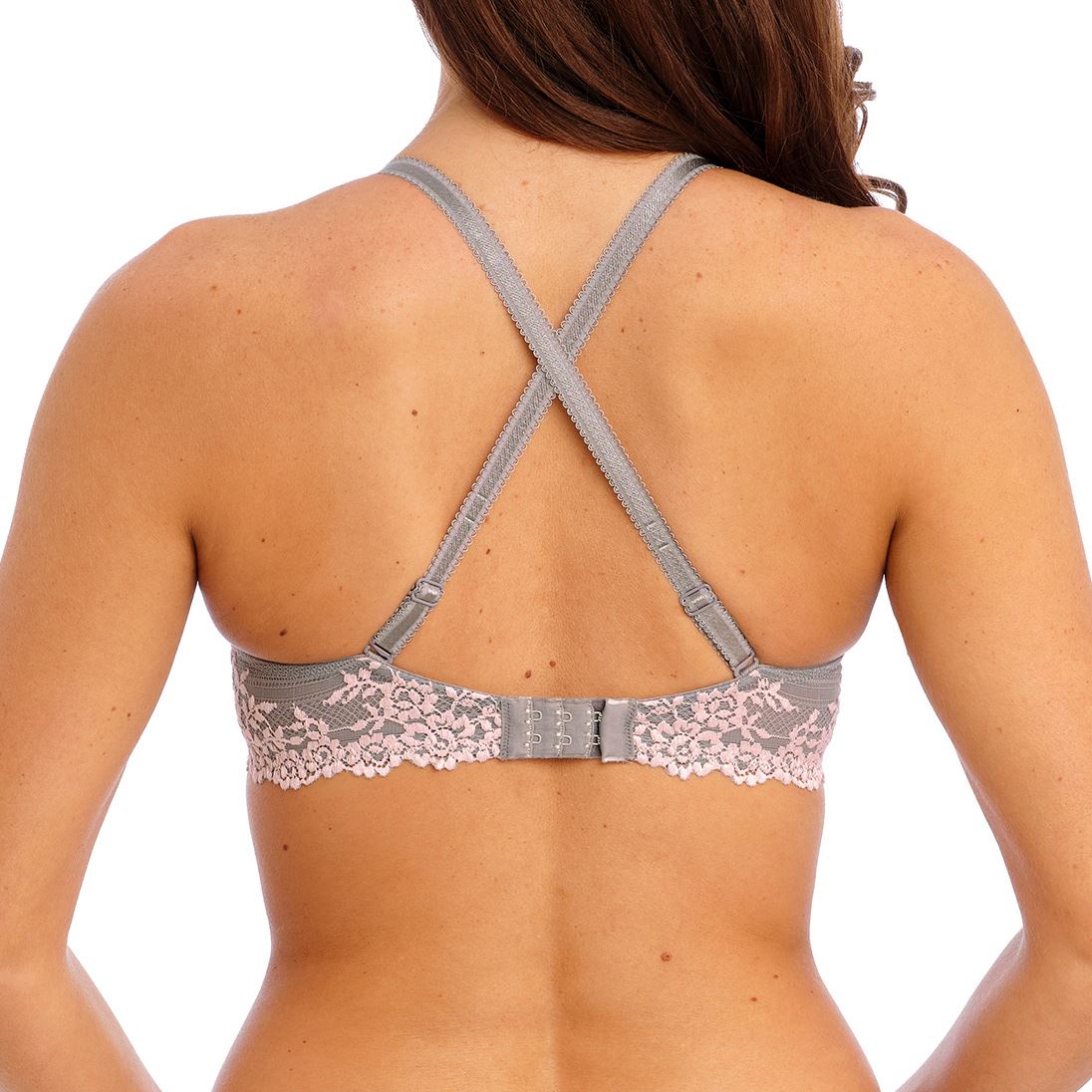 Wacoal Embrace Lace Plunge Bra - Smoke/Crystal Pink Wacoal